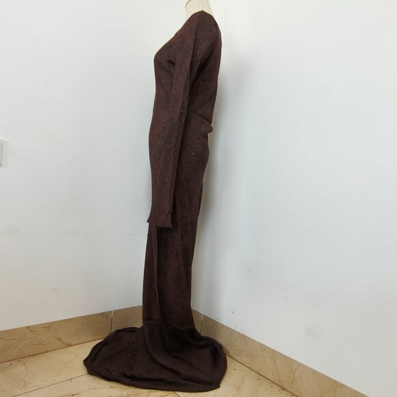 Realisation Par The Gia in Python Women Silk Maxi Dress Round Neck Long Sleeve - Picture 6 of 12